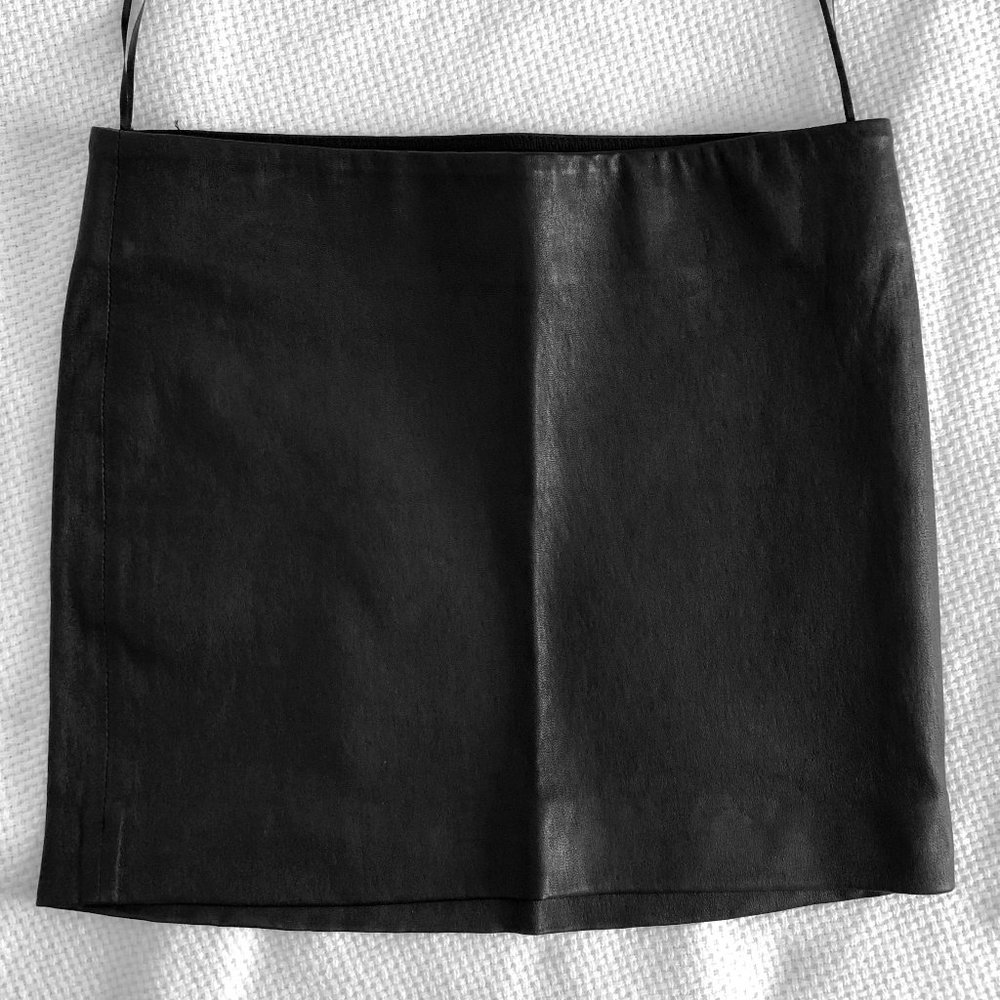 SPRWMN Black Lambskin Leather Mini Skirt - BNWT